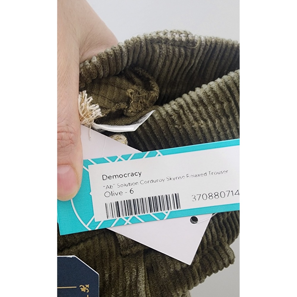 Democracy Ab-solution Skyrise Wide Leg Corduroy Pants Olive Green Size 6 NWT - Picture 10 of 11